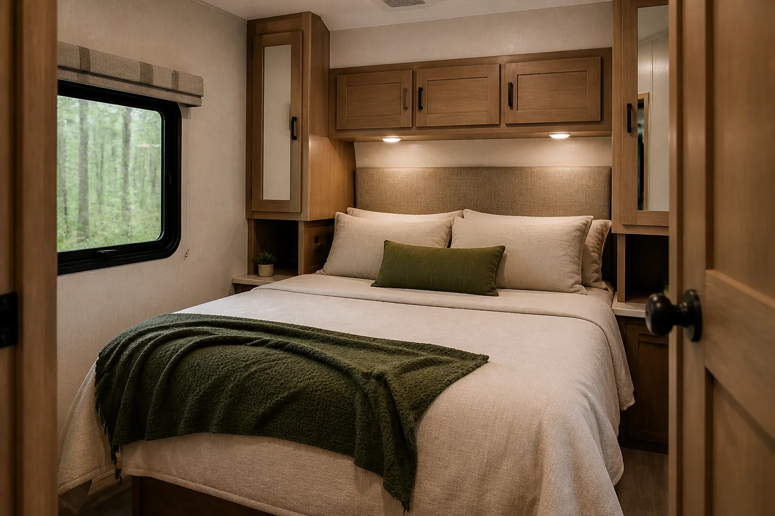 Temporary placeholder representation of an RV sleeping area; not the actual Campcation interior